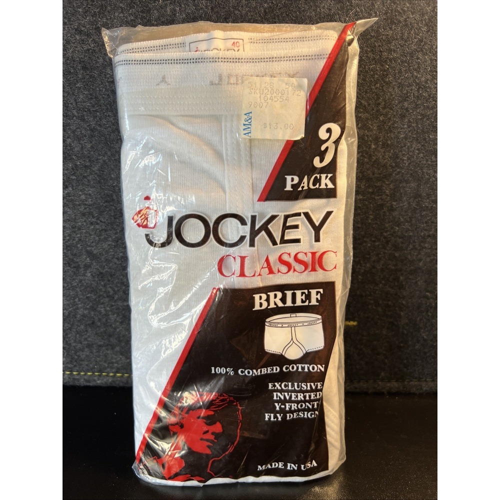 Vintage Jockey Classic Brief Mens Sz 40 Made In USA 3 Pack White NOS‎ Underwear